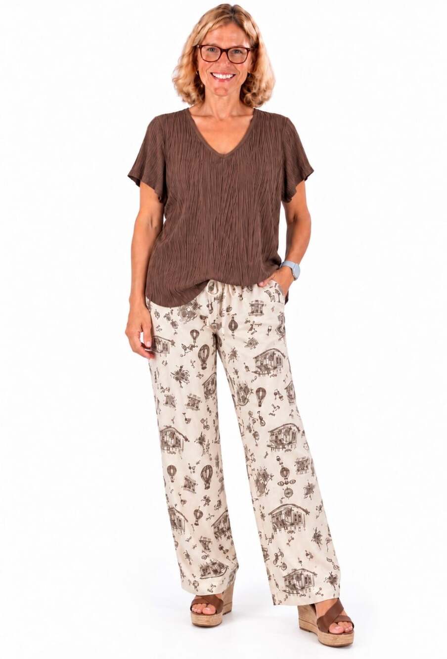 Sincerely Jules Toile-Print Drawstring Wide Leg Lounge Pants XL